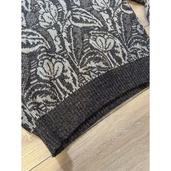 Vintage 80s Grandpacore Knit Sweater Brown Floral Medium London Fog USA Unisex - Picture 8 of 11
